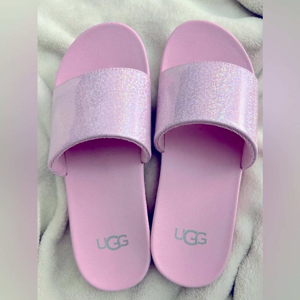 UGG Glitter Pink Slip On Slides Slippers Size 3 New OG Box